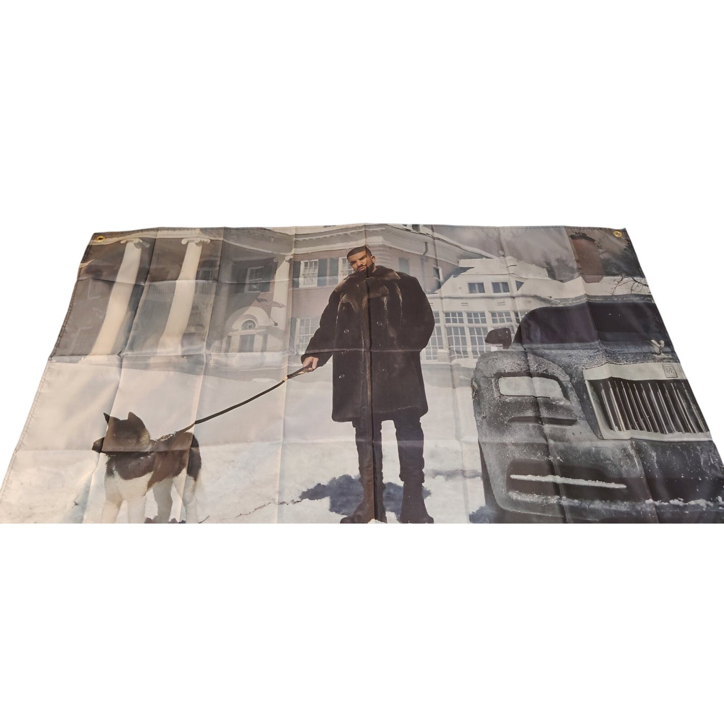 Drake Views Winter Scene Tapestry Wall Hanging 3x5 ft w/ Metal Grommets