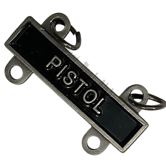 Military Qualification Bar, Pistol, 1/2"H x 1"W, Silver w/ Black Background
