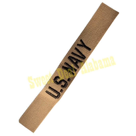 Navy Desert Tan 1"H Name Tape - Embroidered "U.S. NAVY" 7-1/2"L, Sew-On