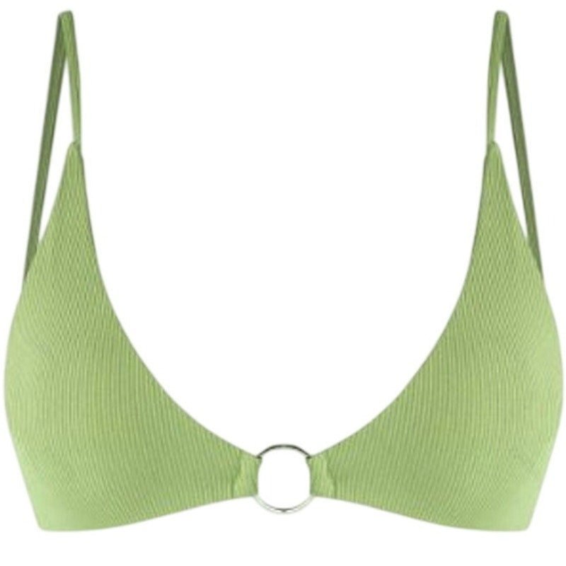 Zaful O‑Ring Bikini Top Glitter Green Spaghetti Strap Swim Top Medium (6)