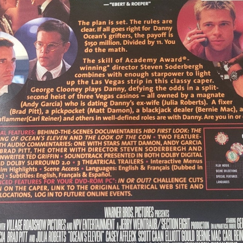 Ocean’s Eleven DVD 2001 Full Screen Edition – George Clooney, Brad Pitt
