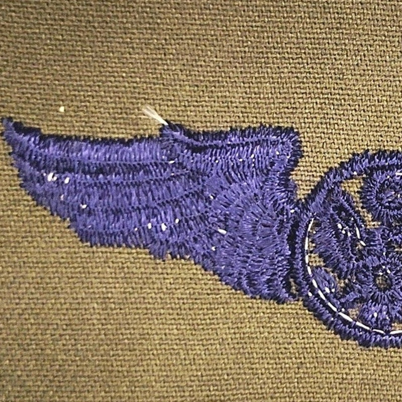 US Army Air Corps Subdued OD Green Winged Insignia Patch – NOS 4" × 2"