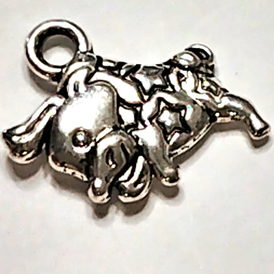 Taurus Zodiac Charm Patinated Silver-Tone Bull Design 1/2" Horoscope Pendant