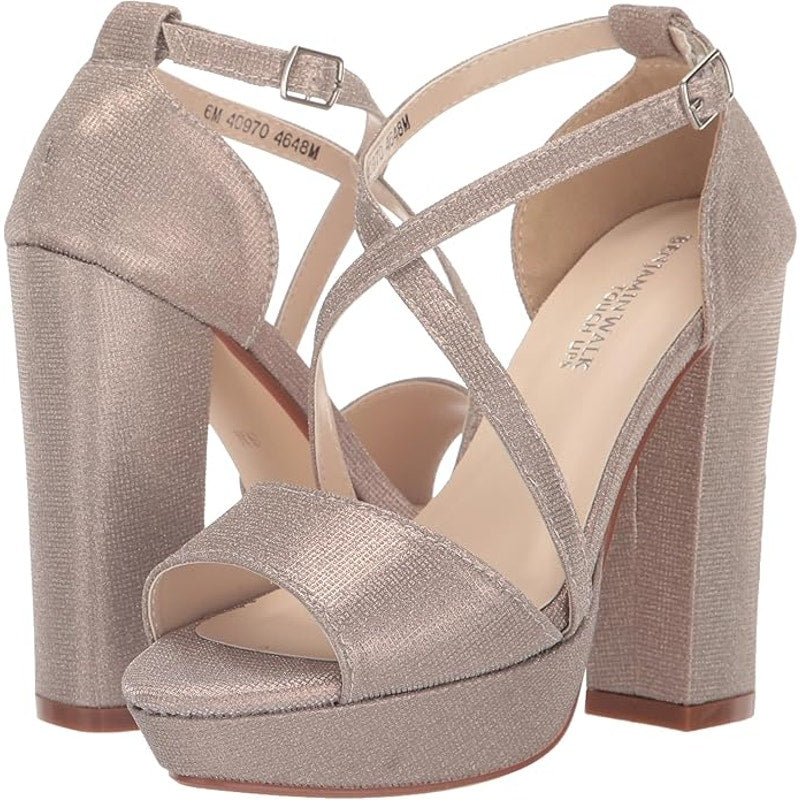 Touch Ups Chloe Women’s Sandal – Size 6, Champagne, 4-1/4" Heel