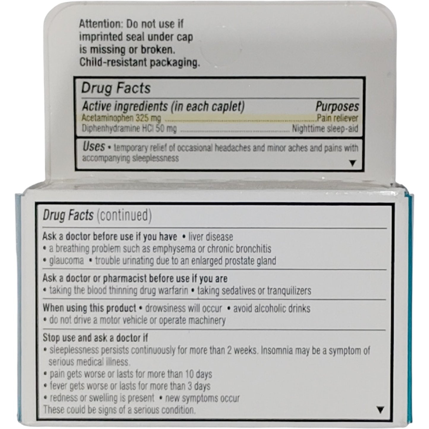 Unisom PM Pain Reliever Diphenhydramine & Acetaminophen 15 Caplets  Exp. 03/2027
