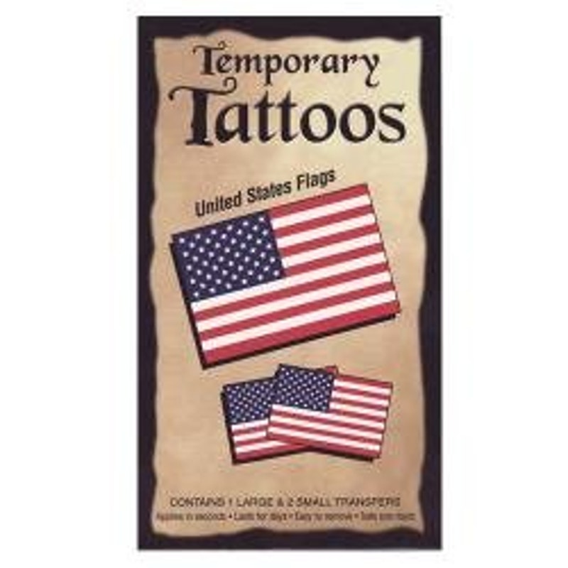 United States Flag Temporary Tattoos – 1 Large & 2 Small – NIP
