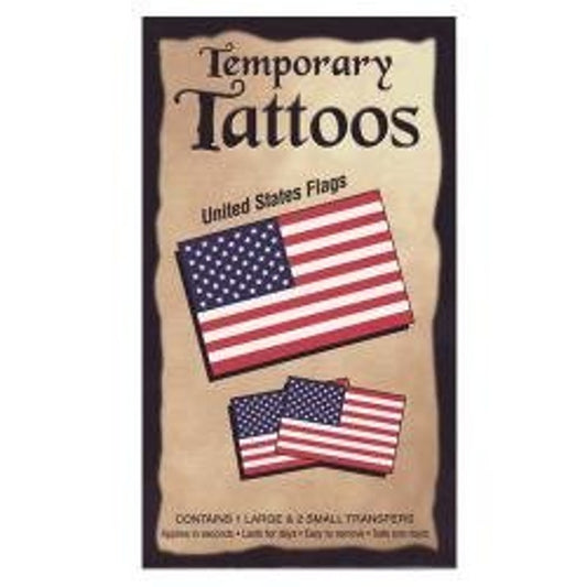 United States Flag Temporary Tattoos – 1 Large & 2 Small – NIP