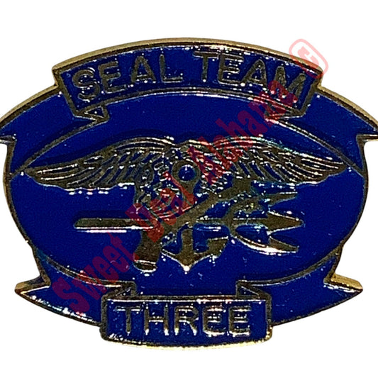Vintage Navy Seals Team 3 (Three) Hat, Lapel or Tie Pin, 3/4"H x 1"W