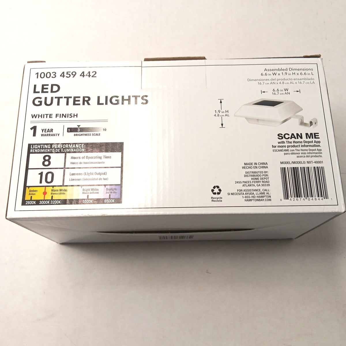 Hampton Bay Solar LED Gutter Lights 4-Pack White Outdoor Security NXT-40001