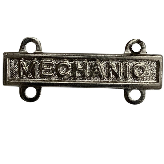 Military Qualification Bar, Mechanic, Silver on Silver, 1/2"H x 1"W