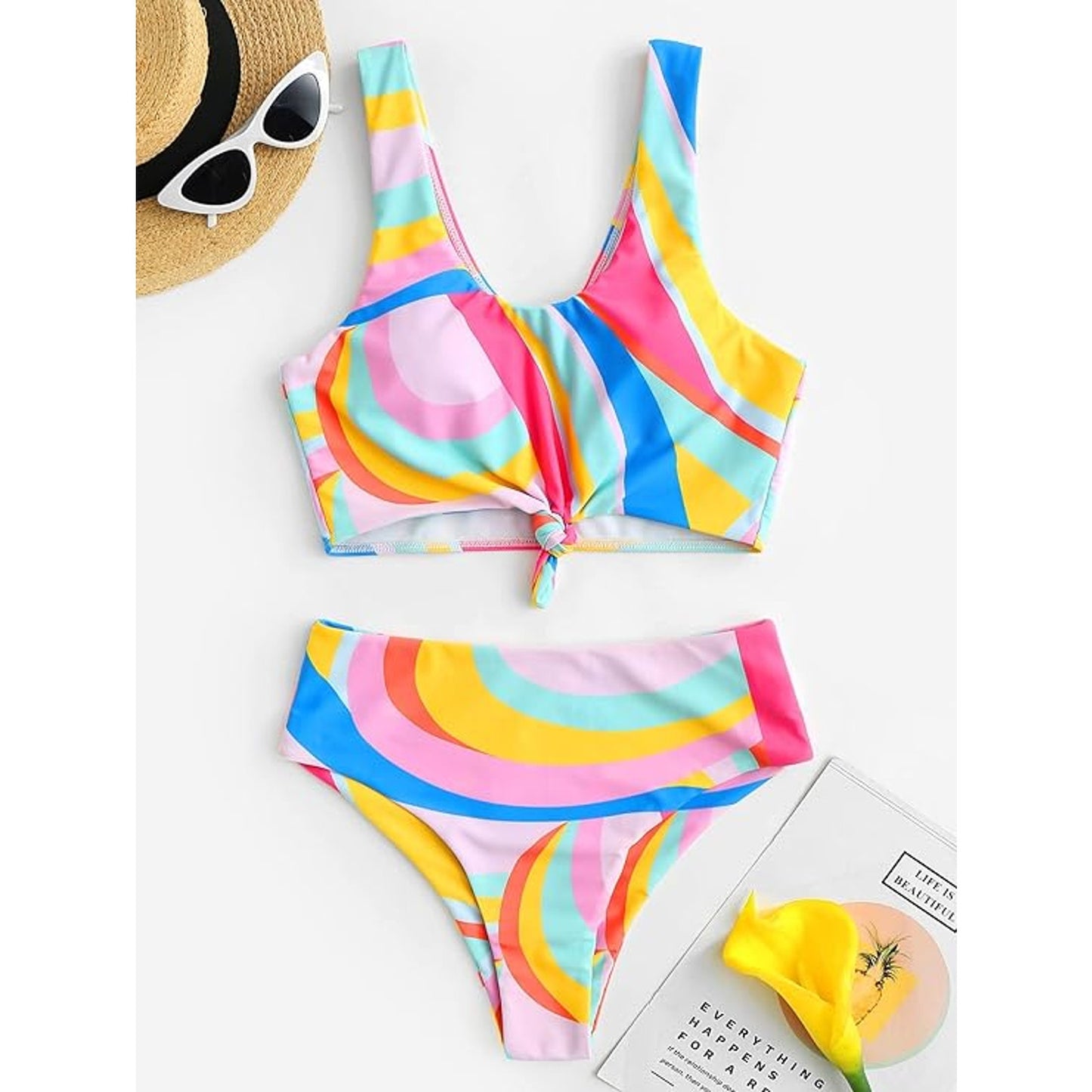 ZAFUL High-Waisted Bikini Scoop Neck Swimwear Two Pieces Bathing Suit XXL (12)
