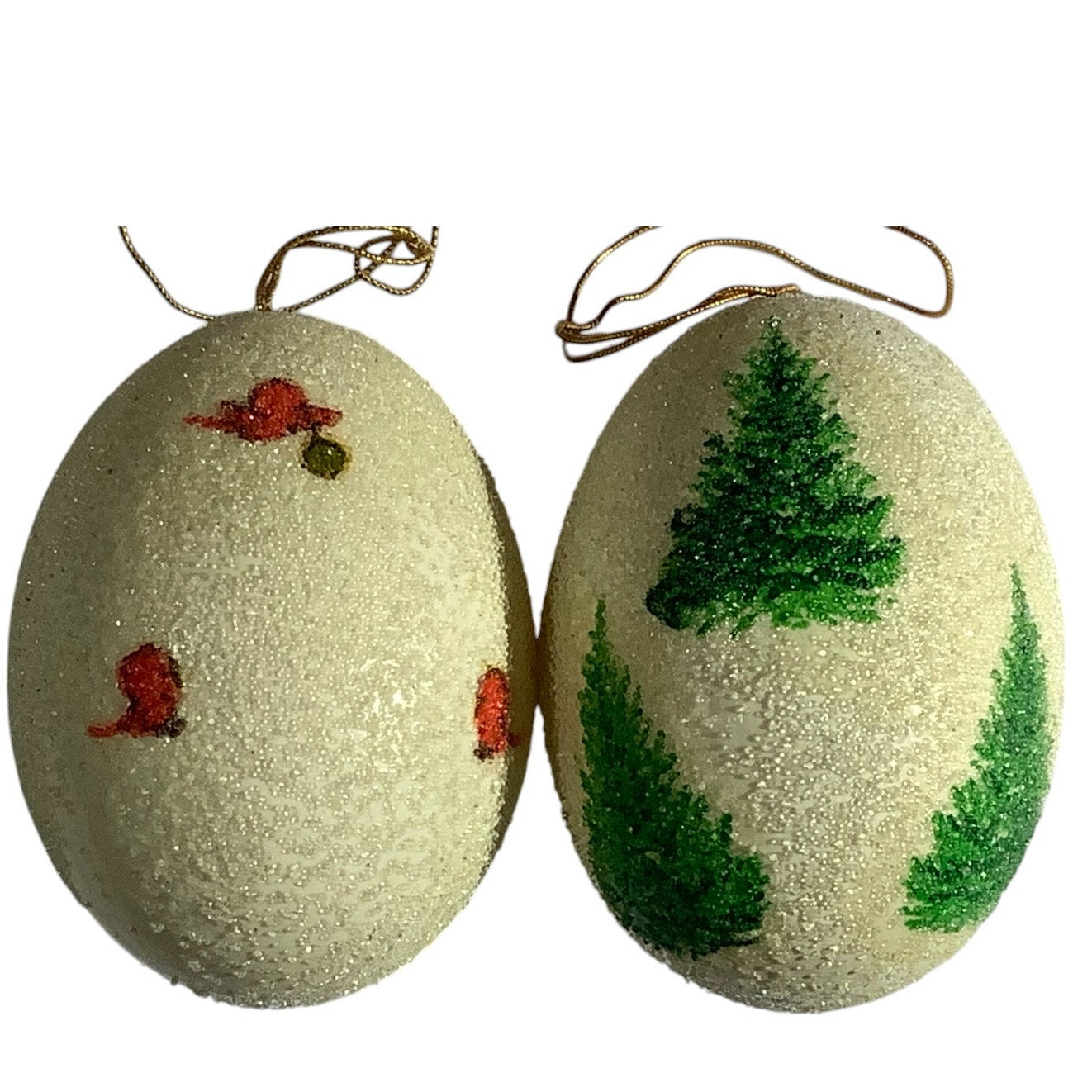 2 Handpainted, Vintage Styrofoam Egg Ornaments, 2-1/2"H x 2"D