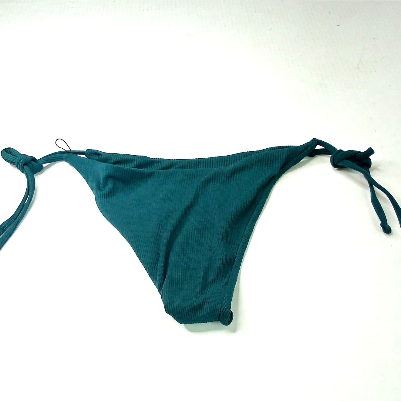 Zaful Deep Teal Ribbed Tie Side Bikini Bottoms Women’s Medium Swimwear