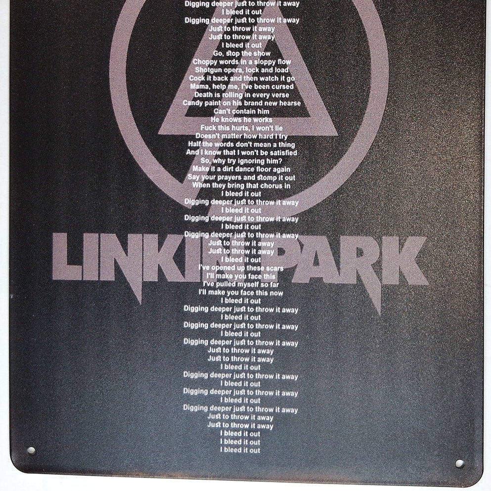 Linkin Park Bleed It Out Tin Sign 12×8 Music Lyrics Metal Wall Art Decor