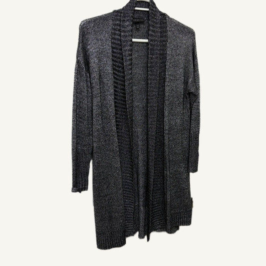 Lane Bryant +Size 14/16 Black Silver Open Front Cardigan Sweater Metallic Knit