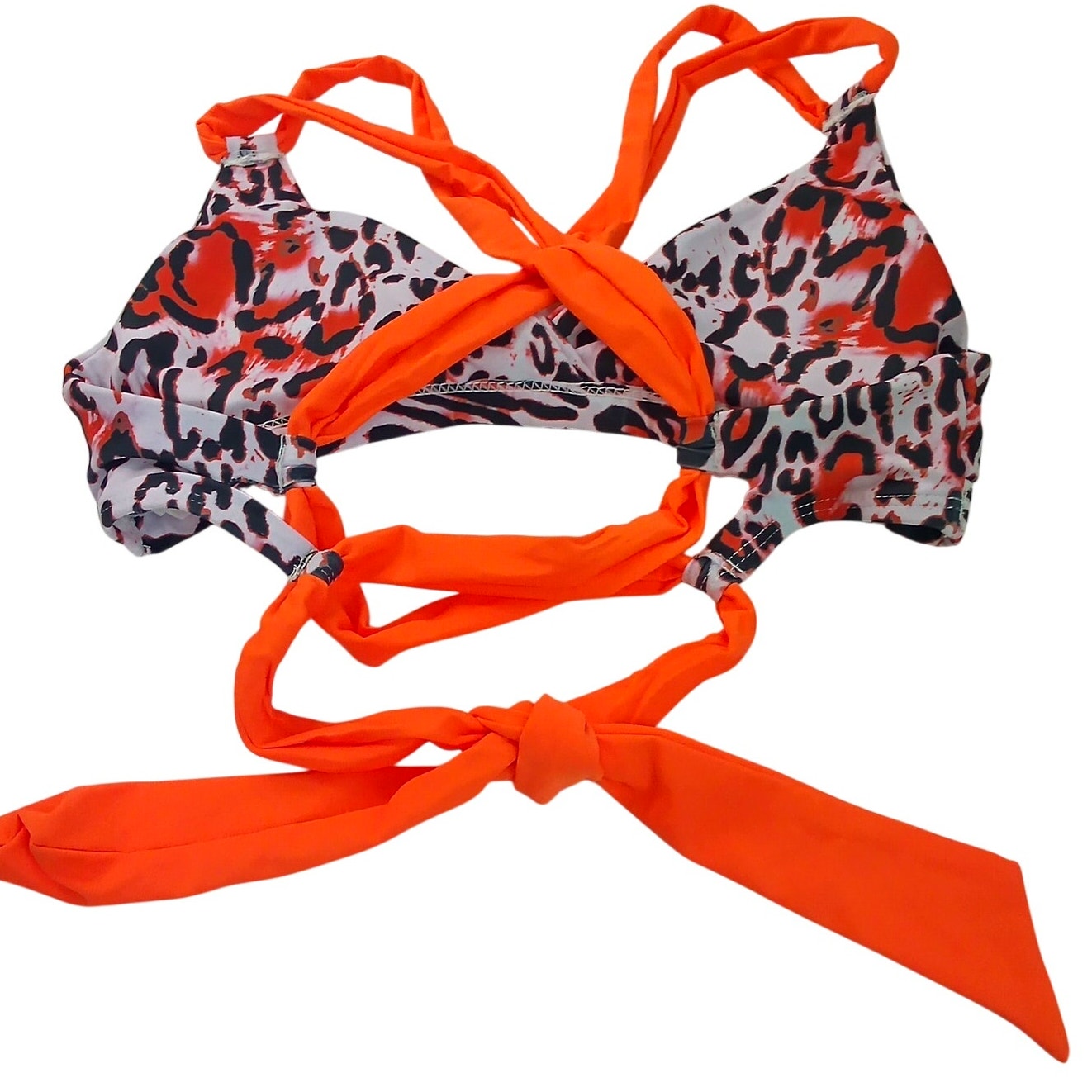 Peddney Leopard Bikini Top Women’s Small Adjustable Straps Swim