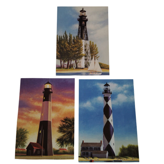 3 Vintage USPS Lighthouse Postcards - Hillsboro Cape Lookout Tybee Island