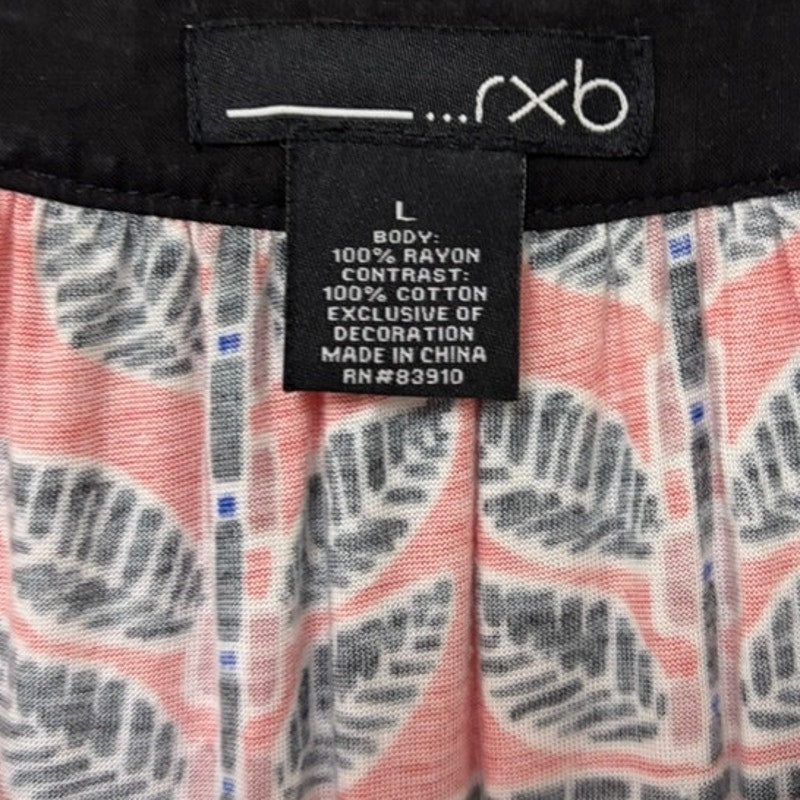 RXB Sleeveless Multicolor Tank Top - Black Crochet Trim V-Neck Size L
