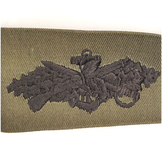 US Navy Seabee Combat Warfare Subdued OD Green Badge Tape – Sew‑On 7‑3/4"