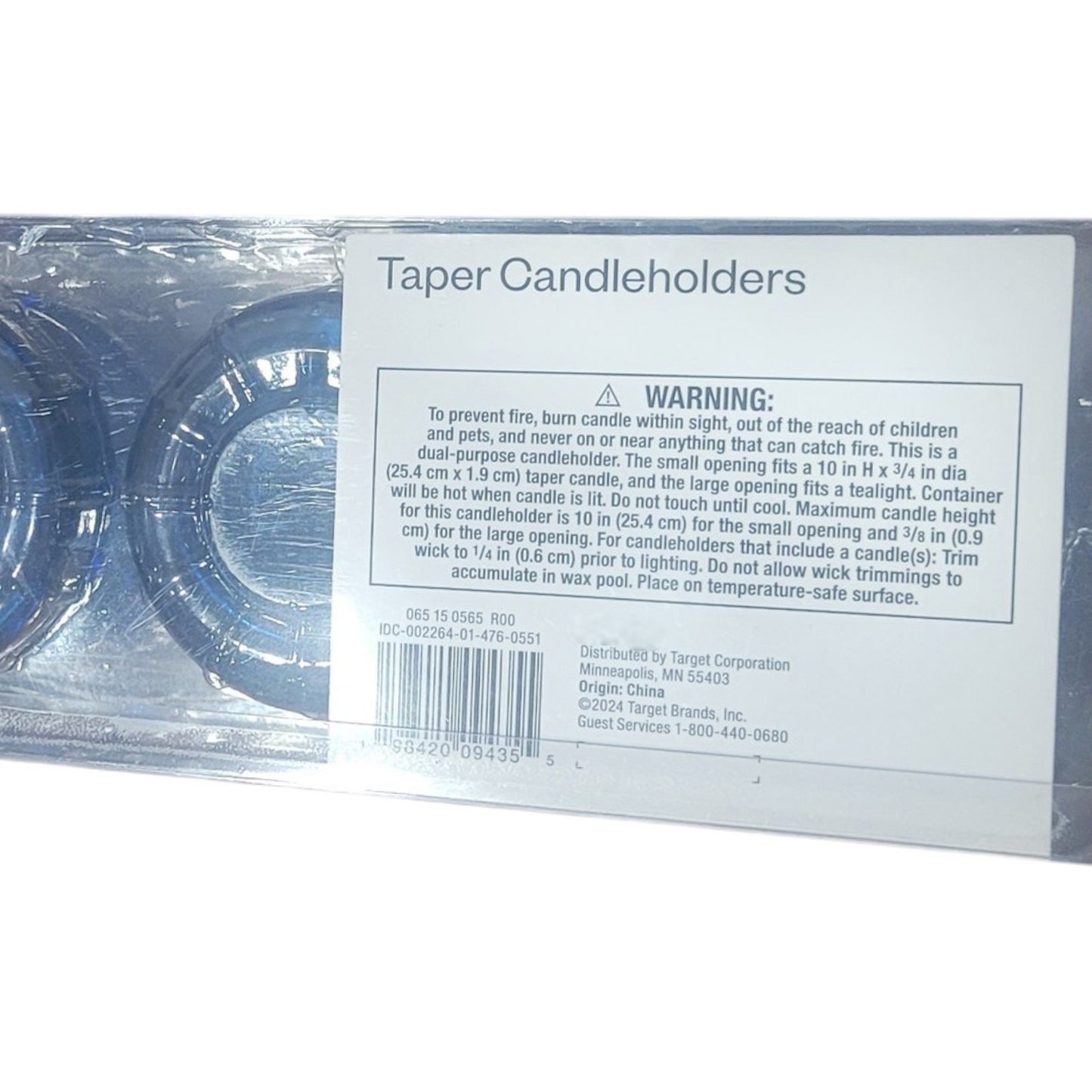 4pk Bubble Glass Taper Candle Holders – Blue – Sculptural Modern Design