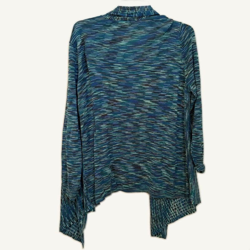 Roaman's Lrg Cal Style Teal Knit 2PC Set - Short Sleeve Top & Waterfall Cover
