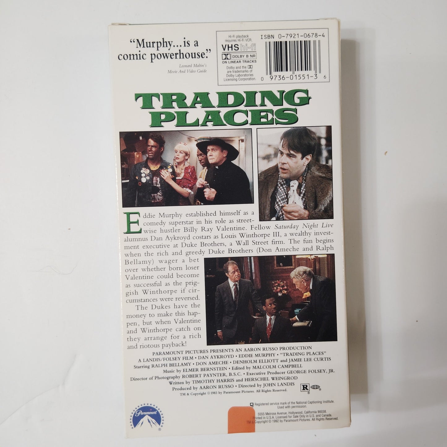 Trading Places VHS 1992 Eddie Murphy Dan Aykroyd John Landis Comedy Paramount