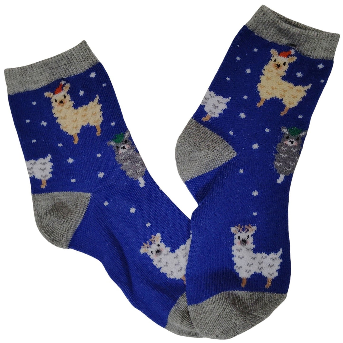 Kids Holiday Crew Socks – 4-Pk (Santa Belt, Llamas, Ducks, Ornaments) Size 7–8.5