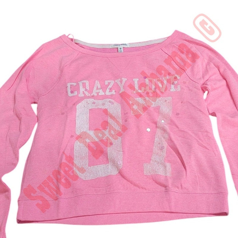 Aeropostale Women's L/S Crop, "Crazy Love" Graphic, Med. 32-34" Bust 19" Length