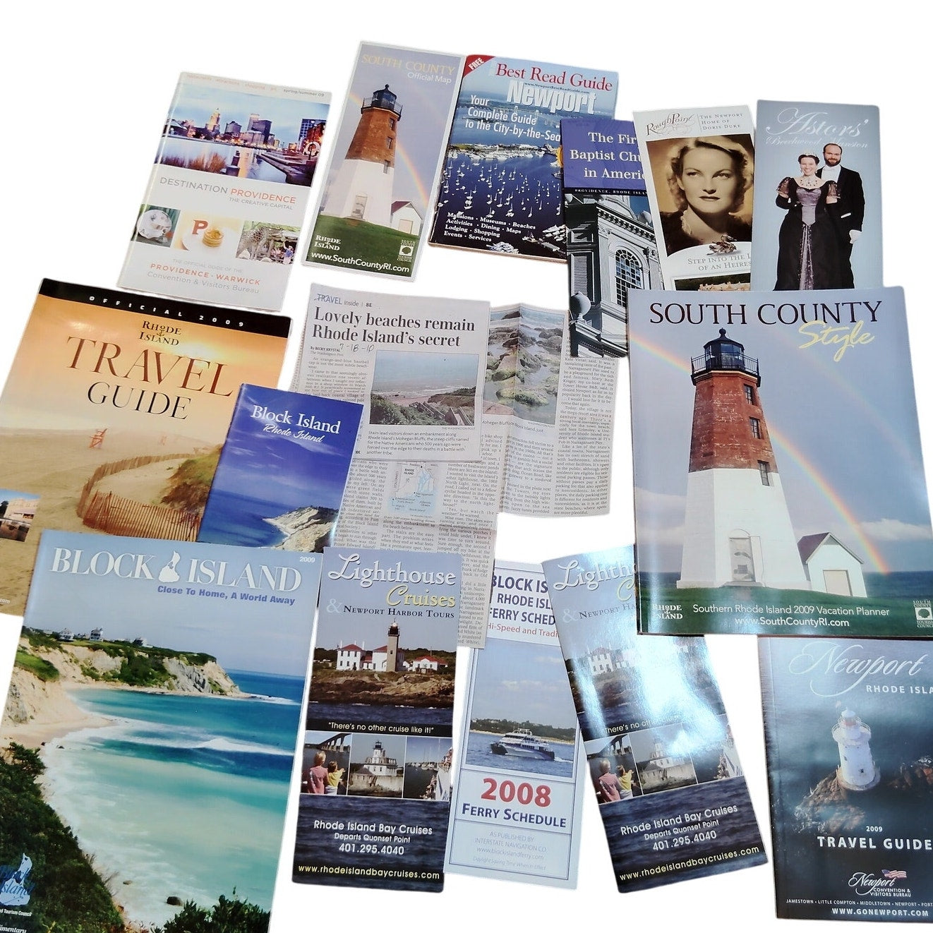 Rhode Island Travel Ephemera Lot 2008–2010 Maps Guides Block Island 2.5 Lbs