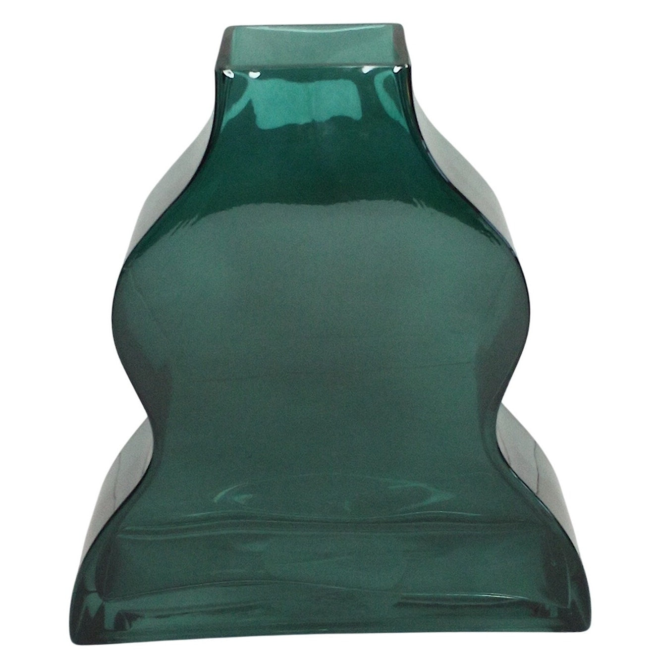 Heavy Large Teal Curved Glass Vase – Threshold, 10" × 9" × 3"