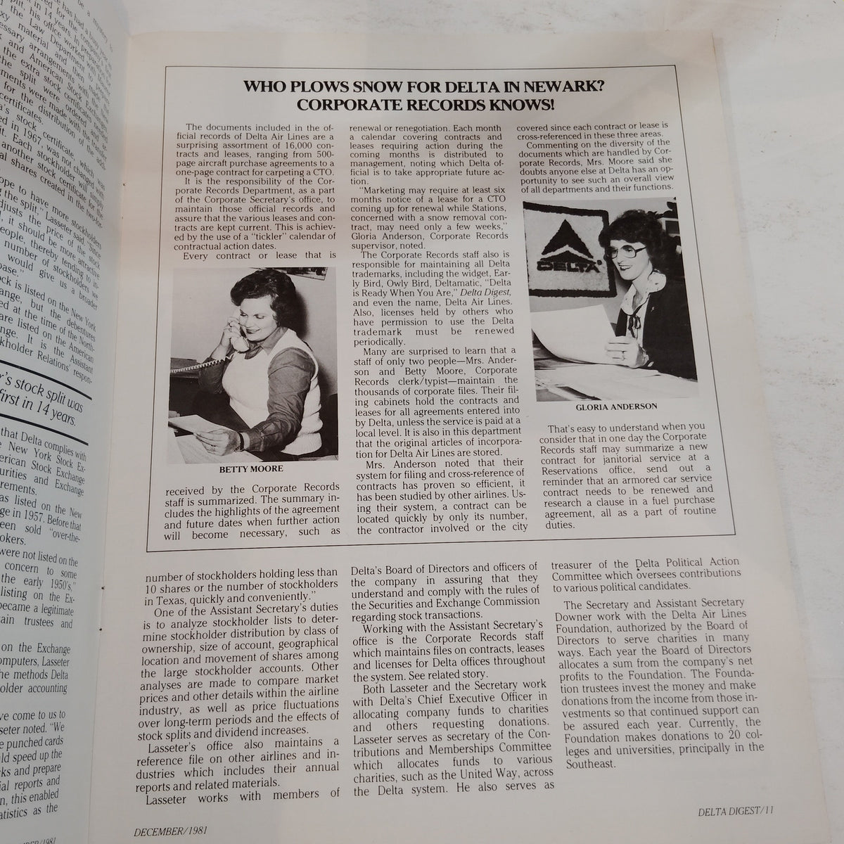 Delta Digest Magazine December 1981 - Vintage Airline Publication Christmas
