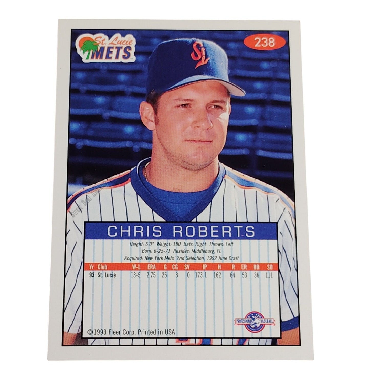 Chris Roberts, St. Lucie Mets, No. 238,  93-94 Fleer Excel Minor Leagues