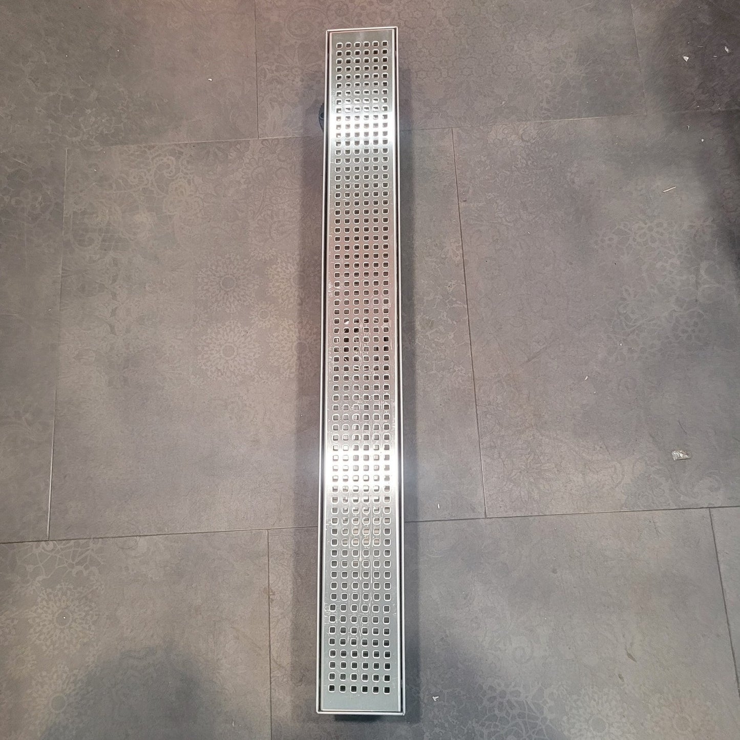 28 in. Stainless Steel Linear Shower Drain with Square Pattern Drain Cover