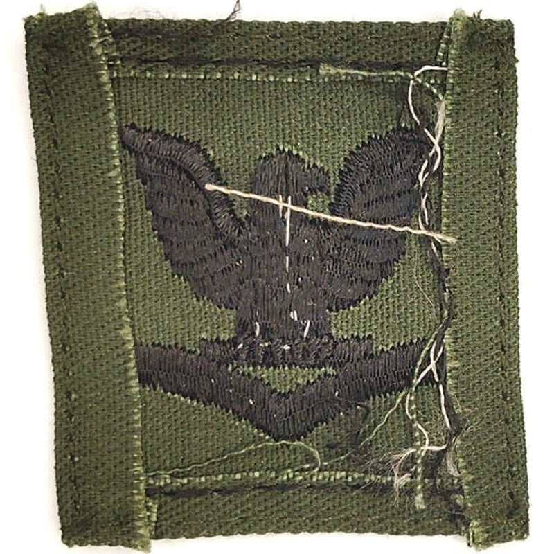 US Navy PO3 E‑4 Rank Patch Subdued ODG 1‑3/4" × 1‑3/4" TE Left‑Facing Vintage