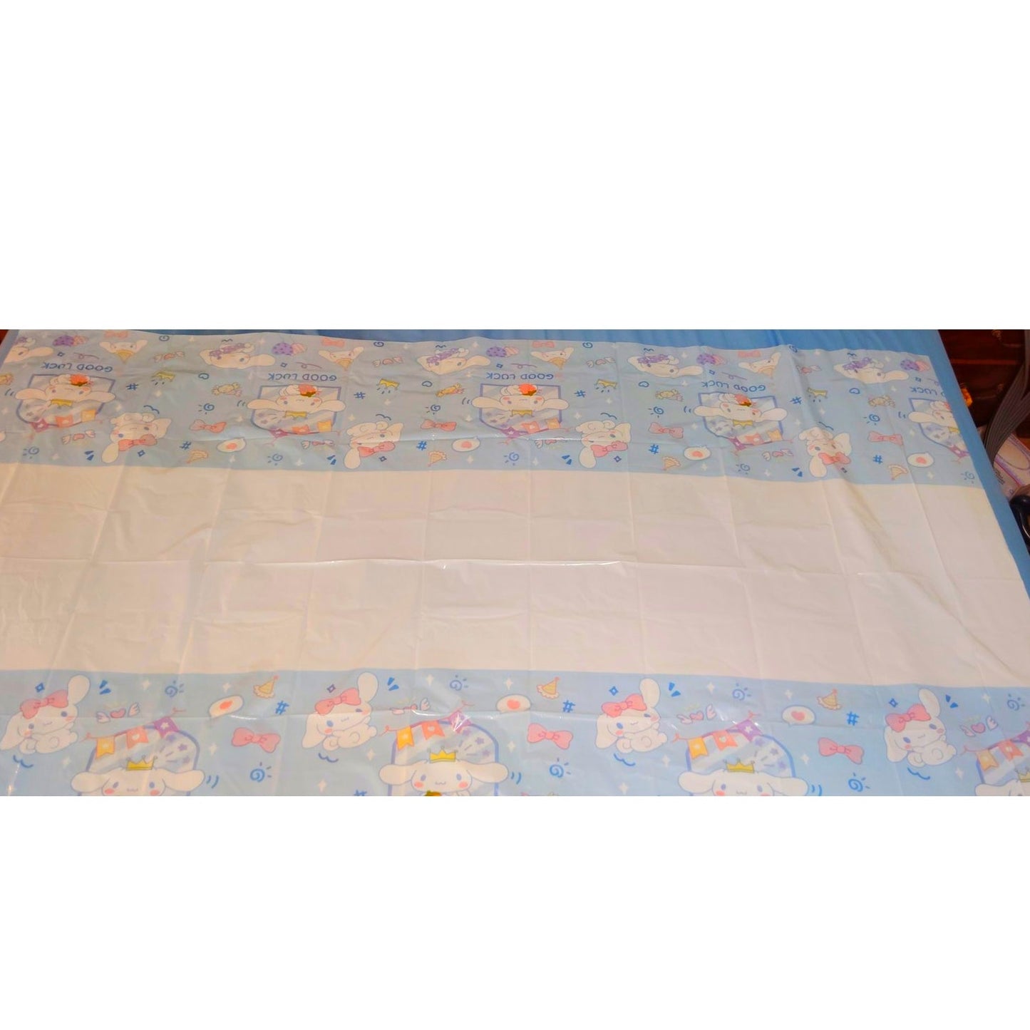 Cute Cinnamoroll Party Tablecloths 2‑Pk 70" × 42" Blue Border Disposable Covers