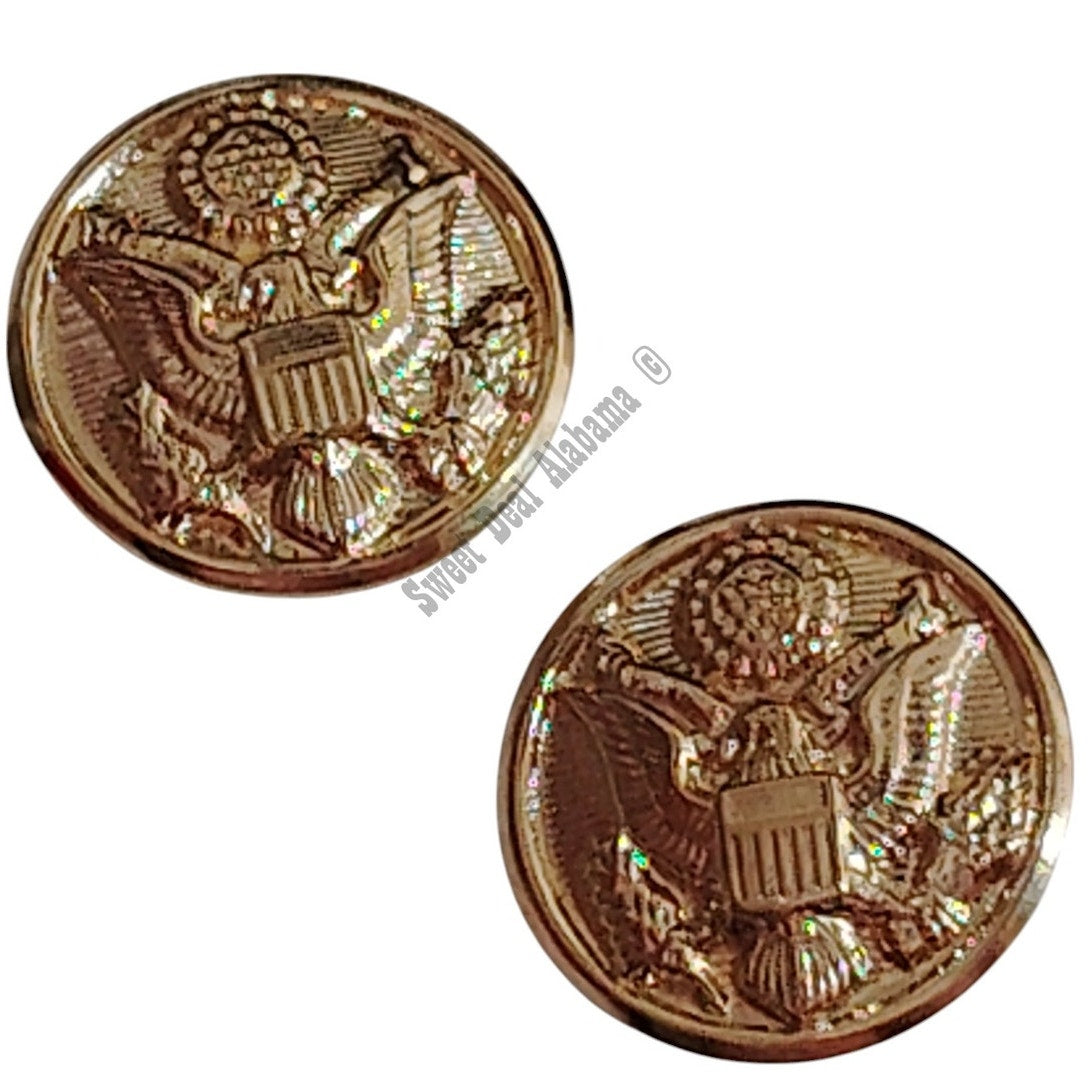 2 Gold Eagle Great Seal Screw Mount Buttons, 27 Ligne (5/8"D), The Supply Room