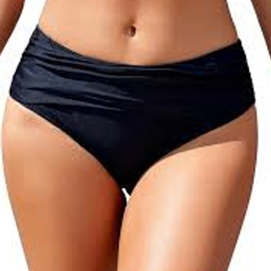 Blooming Jelly High‑Waist Black Bikini Bottoms Women’s Ruched Swim Size Large