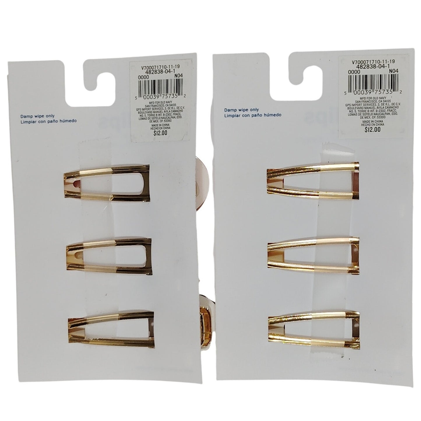Old Navy Hair Clips – 2 Matching 3-Packs – Teardrop Style – Orange, Cream, Brown
