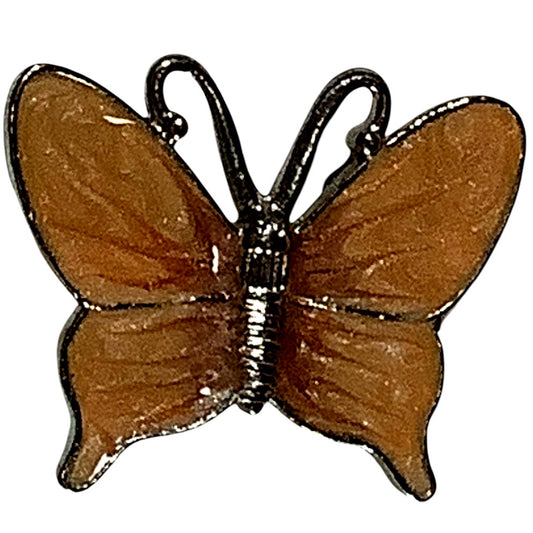 Enamel Brown Stoned, Silver Toned Frame Pendant  1.5"W x 1.25"H