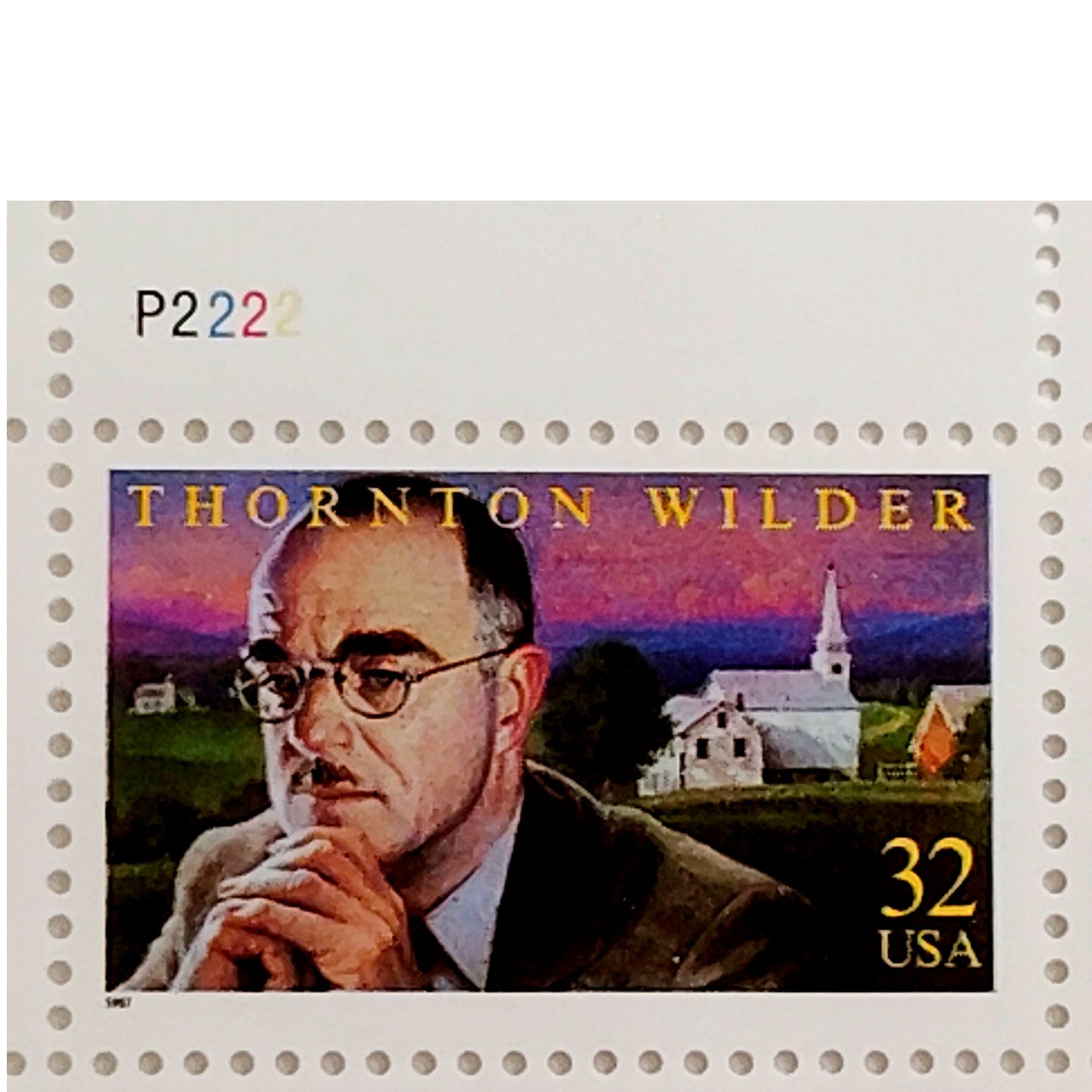 Block of 4 – 1997 USA 32¢ Thornton Wilder MNH Scott 3134 – Plate Block P2222
