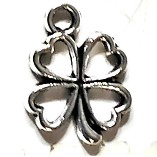 Silver Tone Pendant Charm 4‑Heart Clover Design 1/2" Lucky Jewelry Accessory