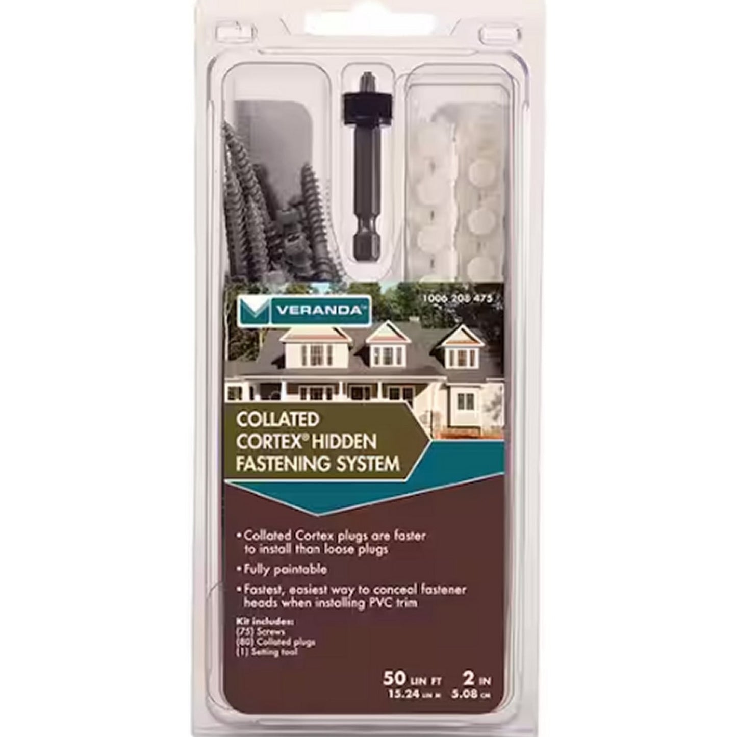 Cortex Hidden Fastening System, Veranda Trim – 2" screws & plugs –Smooth (50 LF)