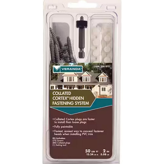 Cortex Hidden Fastening System, Veranda Trim – 2" screws & plugs –Smooth (50 LF)