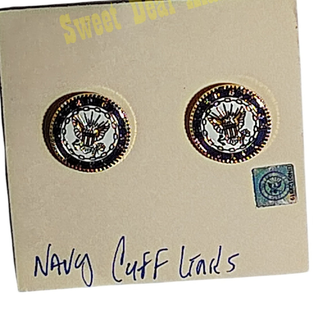 United States Navy Cufflinks, 3/4"D, Traditional Navy Emblem