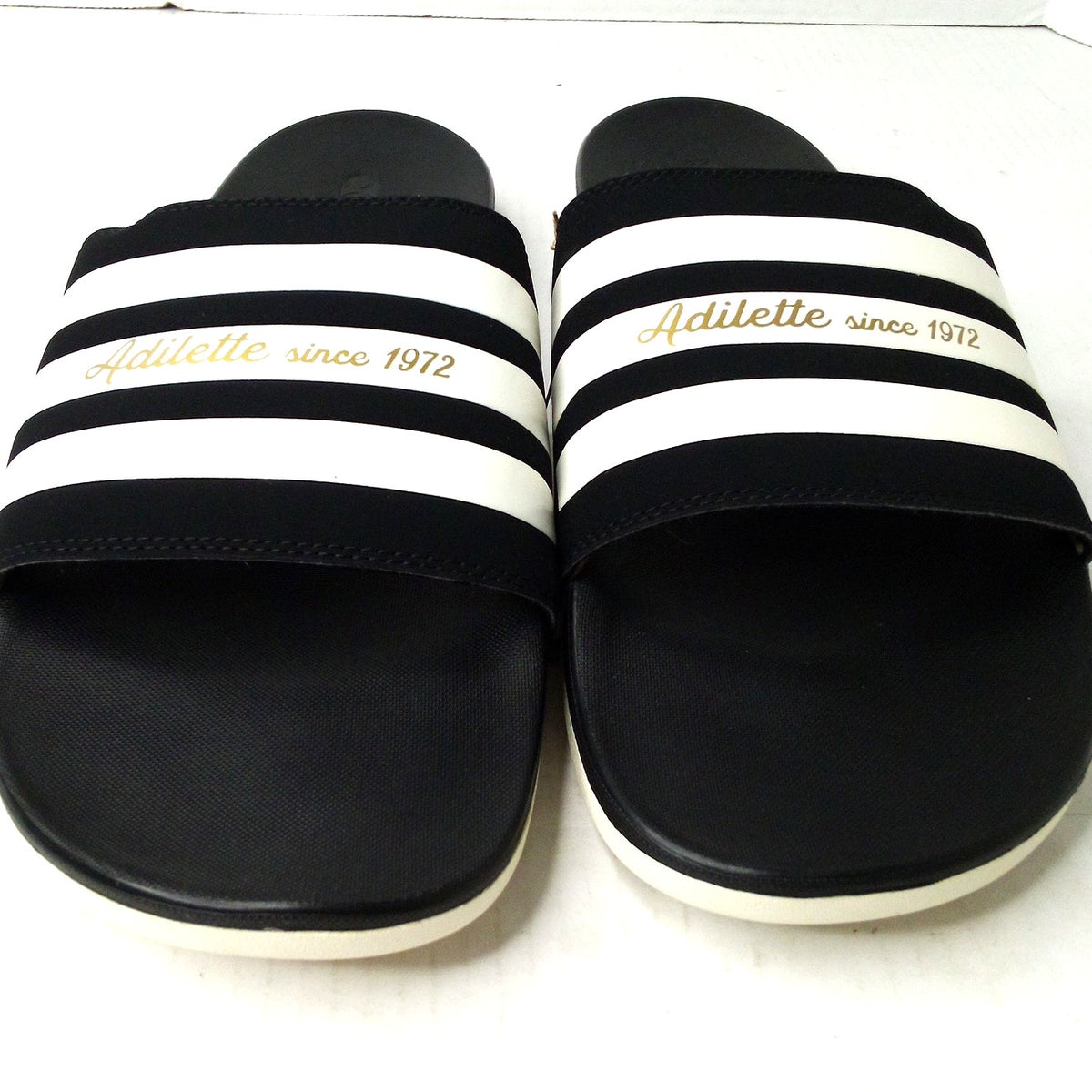 adidas Adilette Comfort Slides Black White, Men's Size 18, Unisex, Sandals
