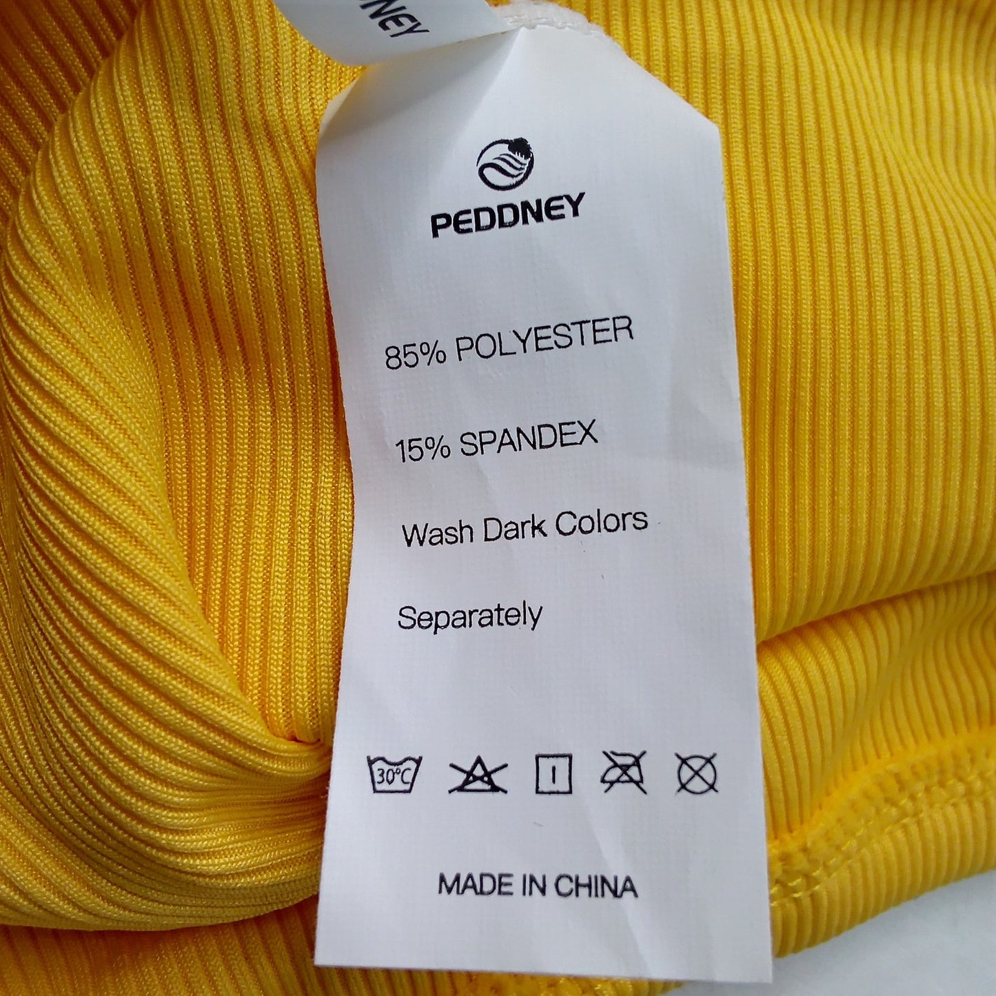 Peddney Yellow Ribbed Side Tie Bikini Bottoms Women’s Medium (US 4-6)