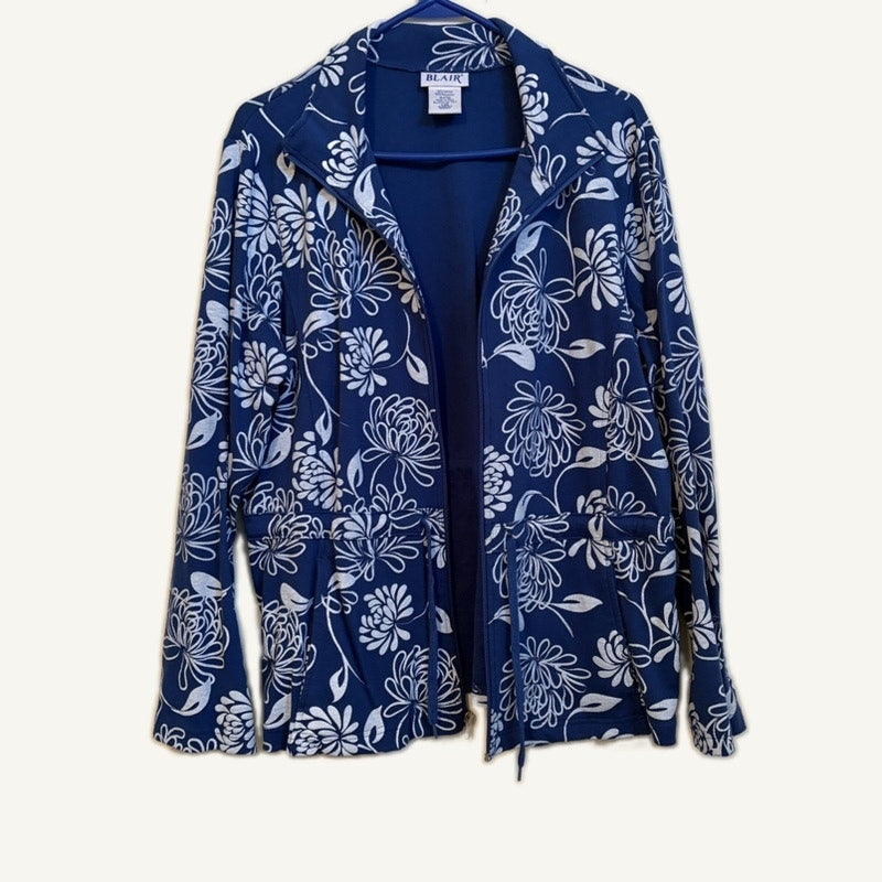 Blair Women's L Navy & White Floral 3-Piece Set - Jacket, Top & Pants