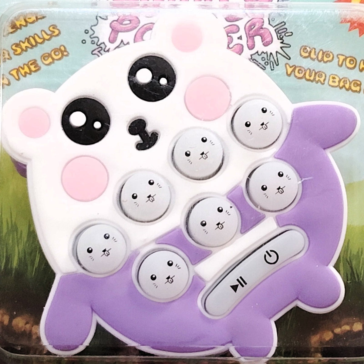 Bubble Popper Clip-On Electronic Pop Fidget Toy Keychain White/Purple 4+
