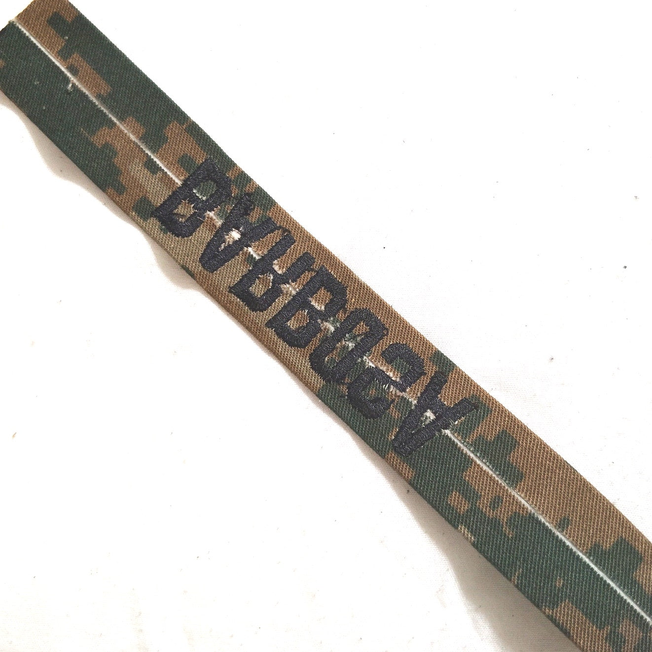 Name Tape “BARBOSA” – Woodland MARPAT – 7.75" × 1" TE Sew‑On Novelty Patch
