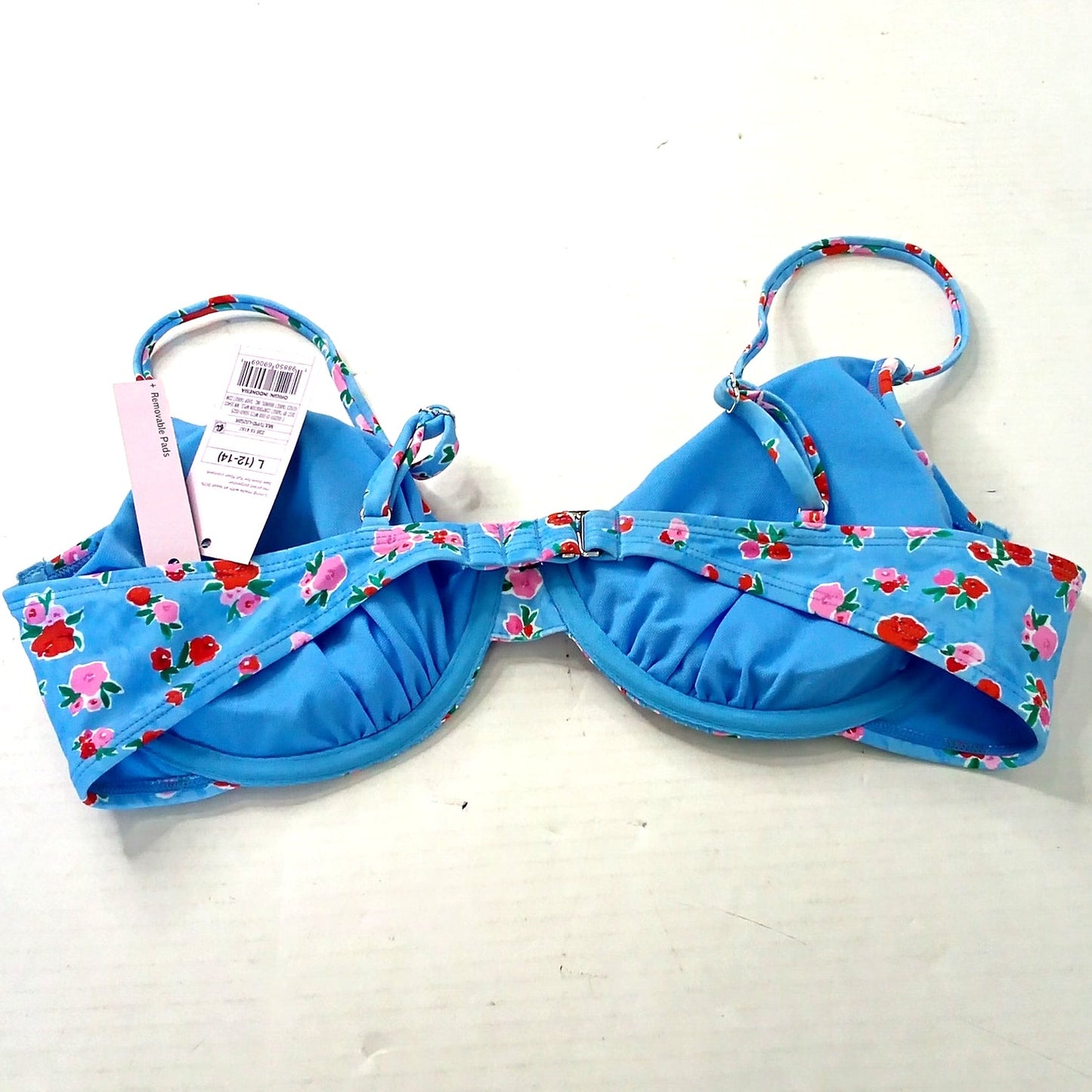 Wild Fable Ditsy Floral Ribbon Underwire Bikini Top L (12-14) Adjustable Straps